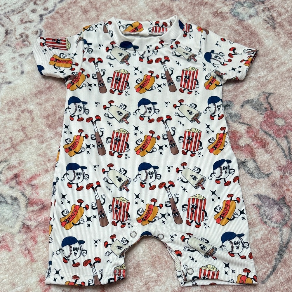 Fun Printed Kids Baseball Romper